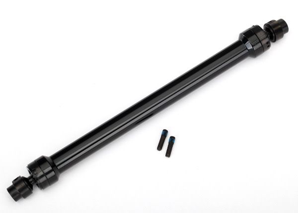 TRA8555 DRIVESHAFT, CENTER REAR, 6061-T6 ALUMINUM (BLACK-ANODIZED) (FULLY ASSEMBLED)/ 3MM SCREW PIN (2)