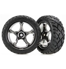 TRAXXAS TRA2479R TIRES & WHEELS, ASSEMBLED (TRACER 2.2' CHROME WHEELS, ANACONDA 2.2' TIRES WITH FOAM INSERTS) (2) (BANDIT FRONT)