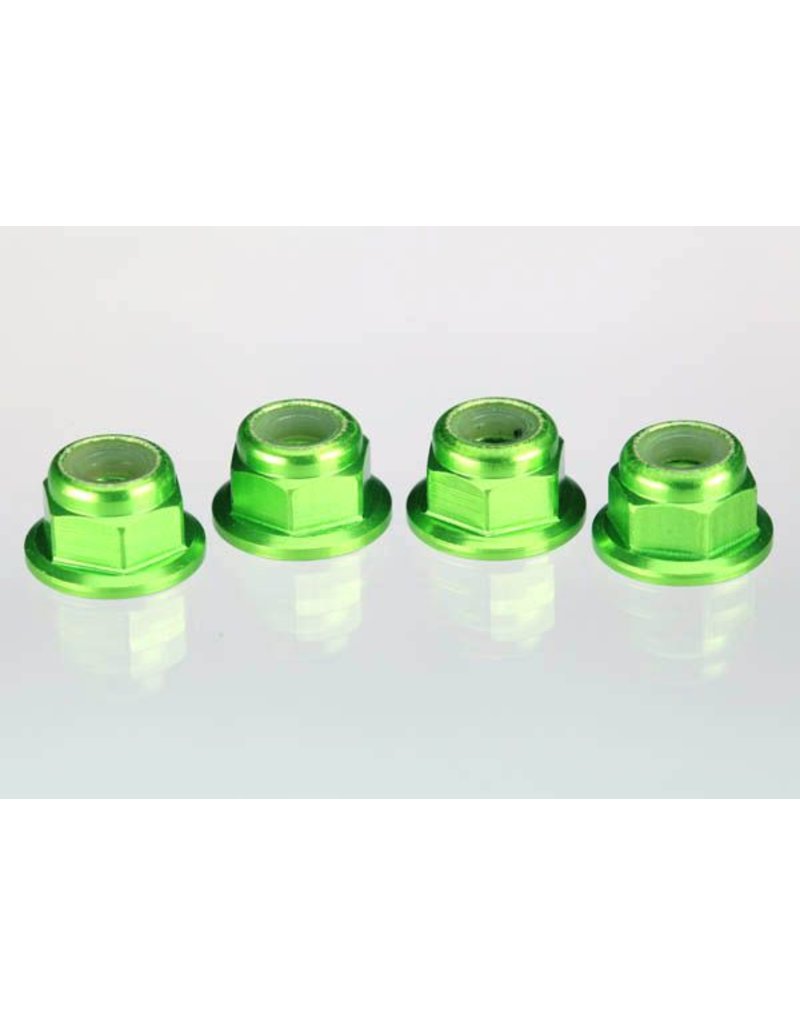 TRAXXAS TRA1747G NUTS, ALUMINUM, FLANGED, SERRATED (4MM) (GREEN-ANODIZED) (4)