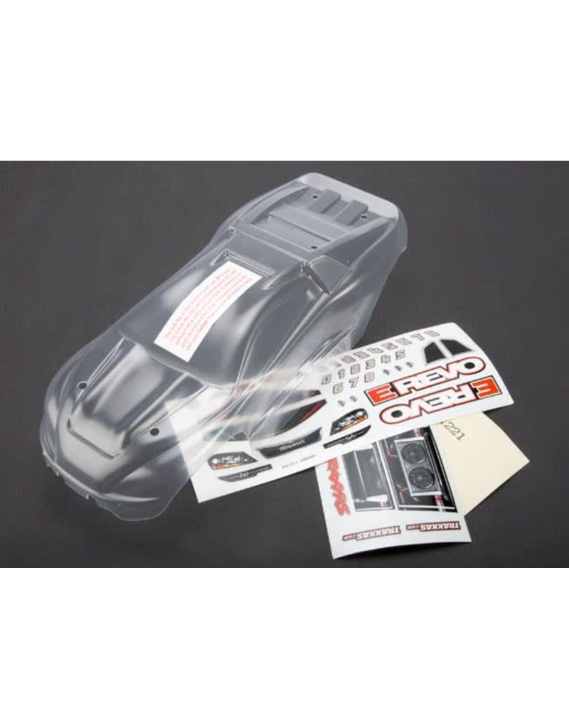 TRAXXAS TRA7111 1/16 E-REVO BODY (REQUIRES PAINTING)/ GRILL AND LIGHTS DECAL SHEET: CLEAR