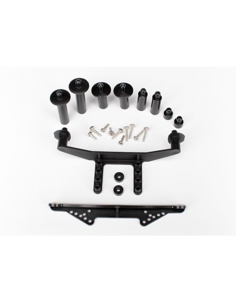 TRAXXAS TRA1914R BODY MOUNT, FRONT & REAR (BLACK)/ BODY POSTS, 52MM (2), 38MM (2), 25MM (2), 6.5MM (2)/ BODY POST EXTENSIONS (4)/ HARDWARE