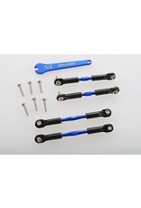 TRAXXAS TRA3741A TURNBUCKLES, ALUMINUM (BLUE-ANODIZED), CAMBER LINKS, FRONT, 39MM (2), REAR, 49MM (2) (ASSEMBLED W/ROD ENDS & HOLLOW BALLS)/ WRENCH