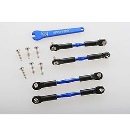 TRAXXAS TRA3741A TURNBUCKLES, ALUMINUM (BLUE-ANODIZED), CAMBER LINKS, FRONT, 39MM (2), REAR, 49MM (2) (ASSEMBLED W/ROD ENDS & HOLLOW BALLS)/ WRENCH