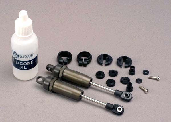 TRA4760 SHOCKS, LONG (HARD-ANODIZED & PTFE-COATED T6 ALUMINUM) W/O SPRINGS (FRONT) (2)
