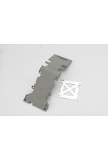 TRAXXAS TRA4938A SKIDPLATE, REAR PLASTIC (GREY)/ STAINLESS STEEL PLATE