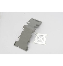 TRAXXAS TRA4938A SKIDPLATE, REAR PLASTIC (GREY)/ STAINLESS STEEL PLATE