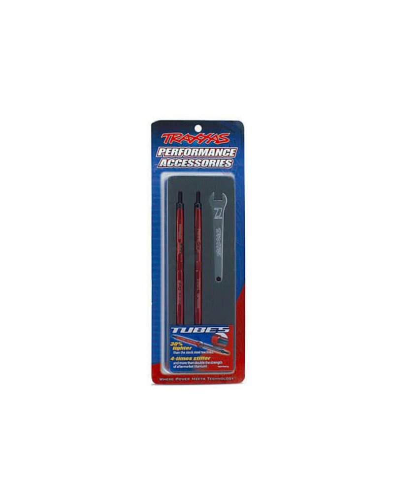 TRAXXAS TRA5143R TOE LINKS, MAXX (TUBES RED-ANODIZED, 7075-T6 ALUMINUM, STRONGER THAN TITANIUM) (124MM, REAR) (2)/ ROD ENDS (4)/ ALUMINUM WRENCH (1) (FOR MAXX MODELS W/SEALED PIVOT BALL SUSPENSION & 3.8'' WHEELS)