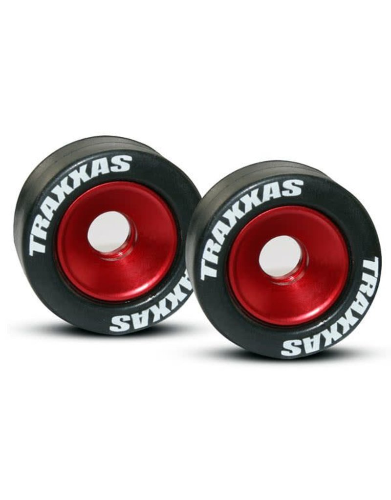 TRAXXAS TRA5186 WHEELS, ALUMINUM (RED-ANODIZED) (2)/ 5X8MM BALL BEARINGS (4)/ AXLES (2)/ RUBBER TIRES (2)