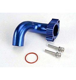 TRAXXAS TRA5287 HEADER, BLUE-ANODIZED ALUMINUM (FOR REAR EXHAUST ENGINES ONLY) (TRX 2.5, 2.5R, 3.3)