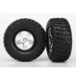 TRAXXAS TRA5880 TIRES & WHEELS, ASSEMBLED, GLUED  (SCT SATIN CHROME, BLACK BEADLOCK STYLE WHEELS, KUMHO TIRES, FOAM INSERTS) (2) (4WD FRONT/REAR, 2WD REAR ONLY)