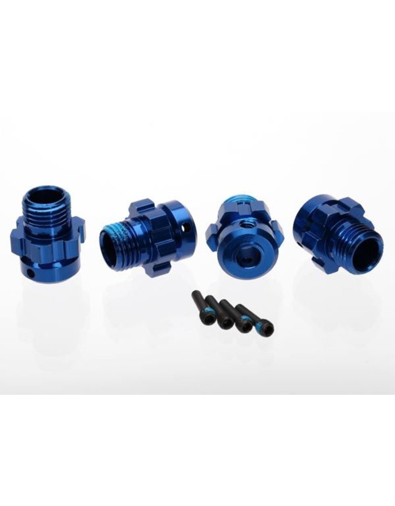 TRAXXAS TRA6469 WHEEL HUB, SPLINED, 17MM, 6061-T6 ALUMINUM (BLUE-ANODIZED) (4)/ SCREW PIN, 4X13MM (WITH THREADLOCK) (4) (FOR 6MM AXLES)