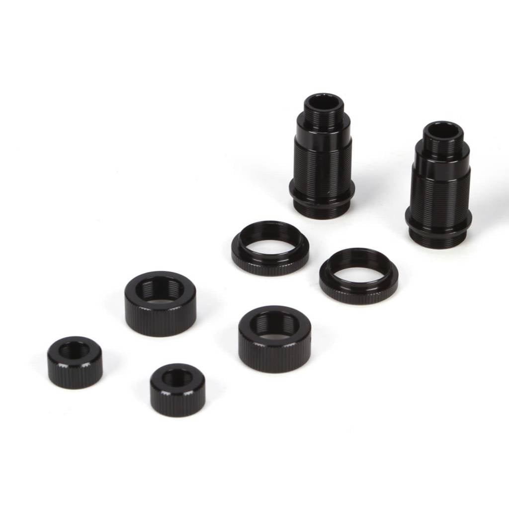 LOSB1911 FRONT SHOCK BODY SET, ALUMINUM, BLACK: MINI 8IGHT
