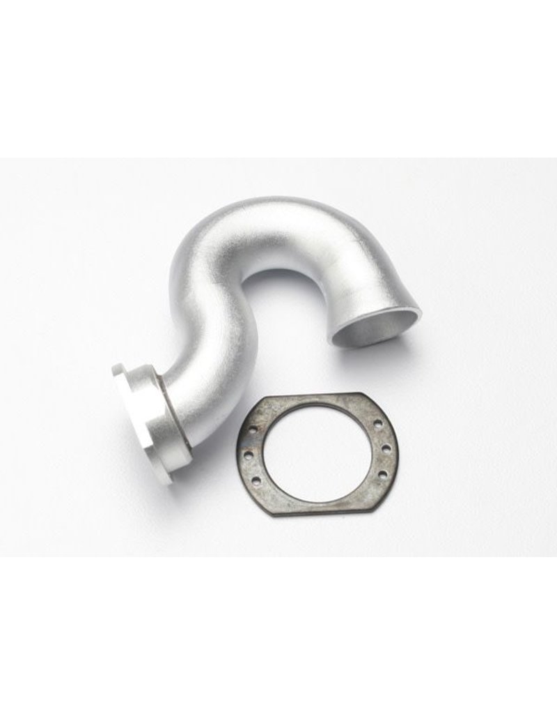TRAXXAS TRA5340X HEADER, EXHAUST (TUBULAR ALUMINUM, SILVER-ANODIZED)/ SPRING MOUNT (TRX 2.5, 2.5R 3.3)