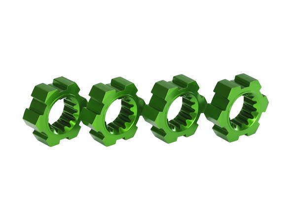 TRA7756G WHEEL HUBS, HEX, ALUMINUM (GREEN-ANODIZED) (4)