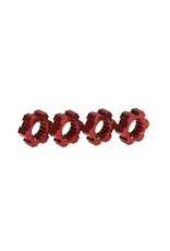 TRAXXAS TRA7756R WHEEL HUBS, HEX, ALUMINUM (RED-ANODIZED) (4)