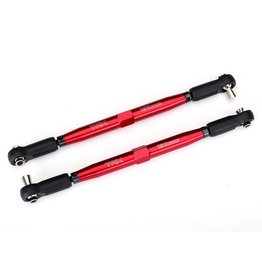 TRAXXAS TRA7748R TOE LINKS, X-MAXX (TUBES RED-ANODIZED, 7075-T6 ALUMINUM, STRONGER THAN TITANIUM) (157MM) (2)/ ROD ENDS, ASSEMBLED WITH STEEL HOLLOW BALLS (4)/ ALUMINUM WRENCH, 10MM (1)