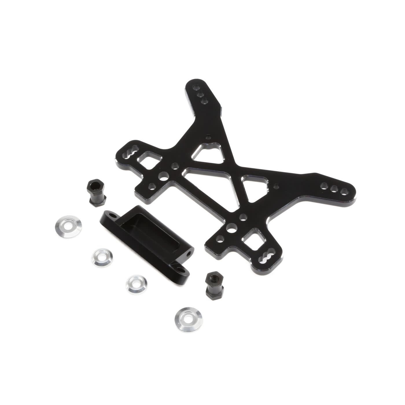 LOS354005 SHOCK TOWER, REAR, BLACK, ALUMINUM: DBXL, MTXL