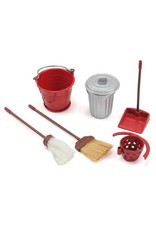 YEAH RACING YEAYA0366 SCALE GARAGE SET WITH BROOM, DUSTPAN, MOP, BUCKET & GARAGE CAN