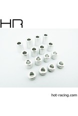 HOT RACING HRASPC3007 M3 ALUMINUM (3,5,7,9MM) STANDOFF SPACERS (16)