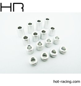 HOT RACING HRASPC3007 M3 ALUMINUM (3,5,7,9MM) STANDOFF SPACERS (16)