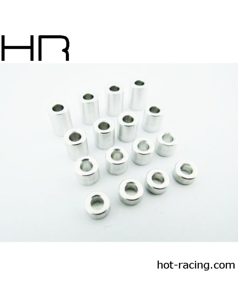 HOT RACING HRASPC3007 M3 ALUMINUM (3,5,7,9MM) STANDOFF SPACERS (16)