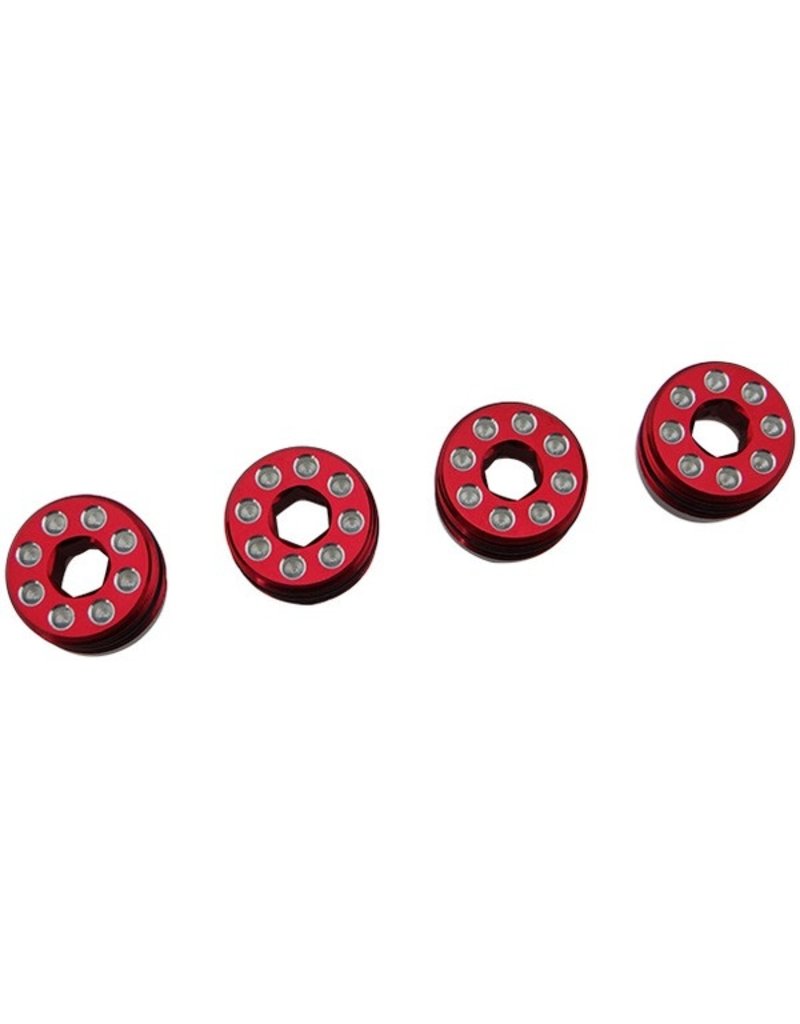 HOT RACING HRAAON21N02 ALUMINUM DELRIN CAP HUB NUT FOR ARRMA 6S: RED (4)