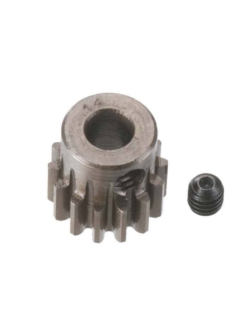 ROBINSON RACING RRP8714 0.8 MOD PINION GEAR 14T (5MM BORE): EXTRA HARDENED STEEL