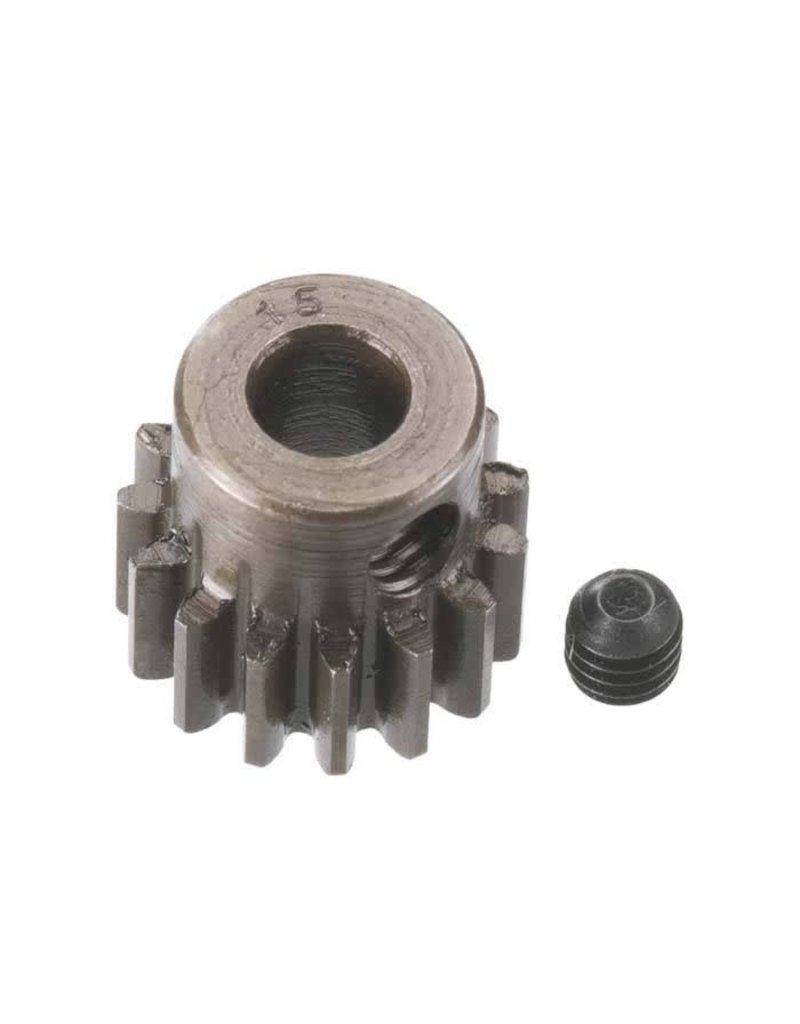 ROBINSON RACING RRP8715 0.8 MOD PINION GEAR 15T (5MM BORE): EXTRA HARDENED STEEL