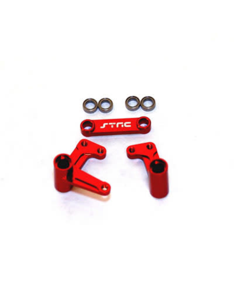 STRC SPTST3743XR ALUMINUM STEERING BELLCRANK FOR TRAXXAS 2WD: RED