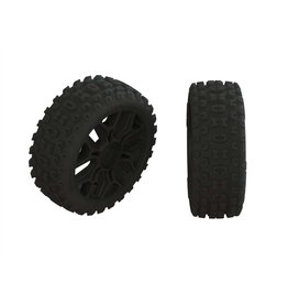 ARRMA ARA550057 2HO TIRE & WHEEL SET: BLACK (2)