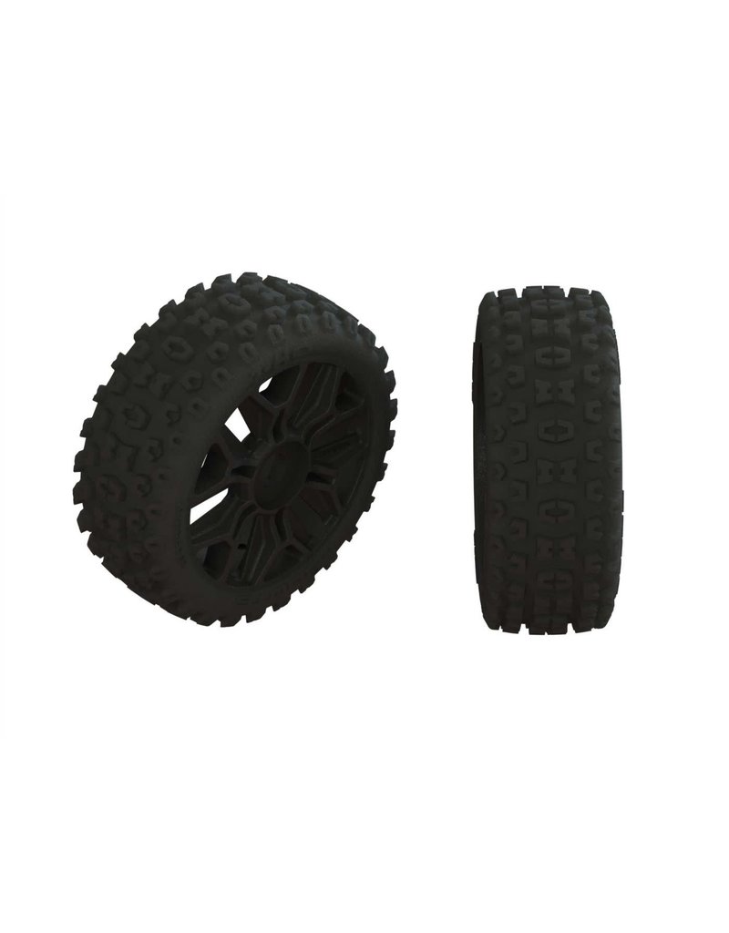 ARRMA ARA550057 2HO TIRE & WHEEL SET: BLACK (2)