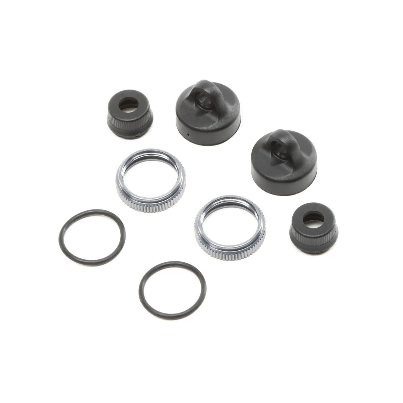 LOS243005 SHOCK CAPS (2): 8 & 8T RTR