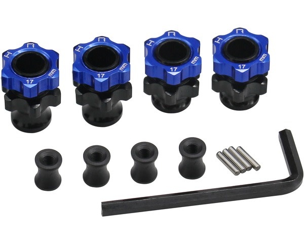 HRATE117FL LIGHTWEIGHT ALUMINUM 17MM HUB ADAPTERS +3MM FOR TRAXXAS 2WD