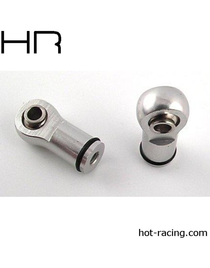 HOT RACING HRARVO154M08 SILVER BALL TYPE ALUMINUM SHOCK ENDS (2)