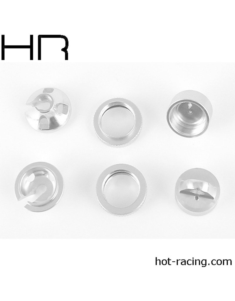 HOT RACING HRARVO15608 ALUMINUM UPGRADE KIT SILVER FOR TRAXXAS GTR SHOCKS (2)