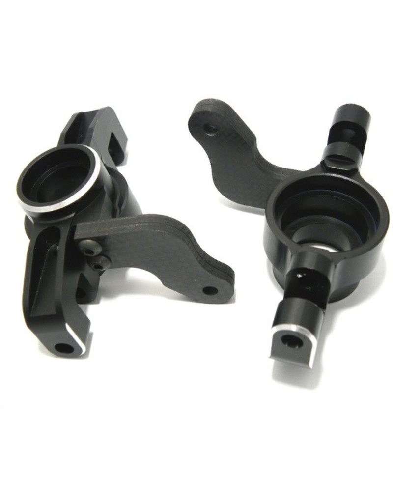 HOT RACING HRAFVE2101 ALUMINUM STEERING KNUCKLE WITH GRAPHITE ARM FOR LOSI 5IVE-T