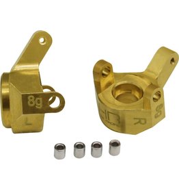 HOT RACING HRASXTF21H 8G BRASS FRONT STEERING KNUCKLES FOR AXIAL SCX24