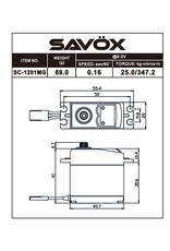 SAVOX SAVSC1201MG HIGH TORQUE CORELESS STANDARD DIGITAL SERVO, 0.16SEC / 347OZ @ 6V