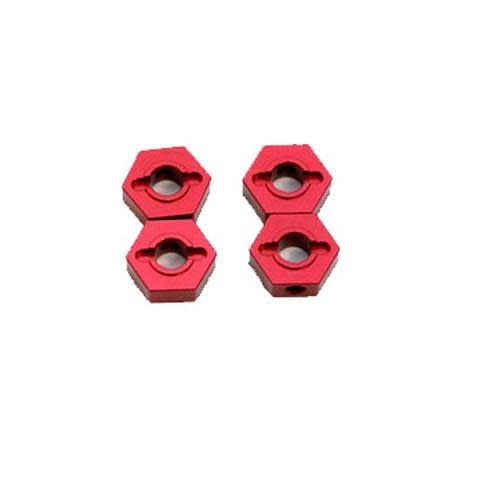 SPTST1654R ALUMINUM HEX ADAPTERS 12MM FOR TRAXXAS SLASH 4X4: RED (4)