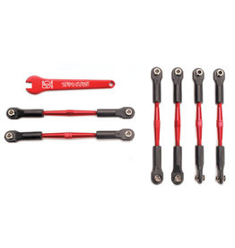 TRAXXAS TRA5539X TURNBUCKLES, ALUMINUM (RED-ANODIZED), CAMBER LINKS, 58MM (4)/ FRONT TOE LINKS, 61MM (2) (ASSEMBLED WITH ROD ENDS AND HOLLOW BALLS)/  ALUMINUM 5MM WRENCH (RED-ANODIZED)