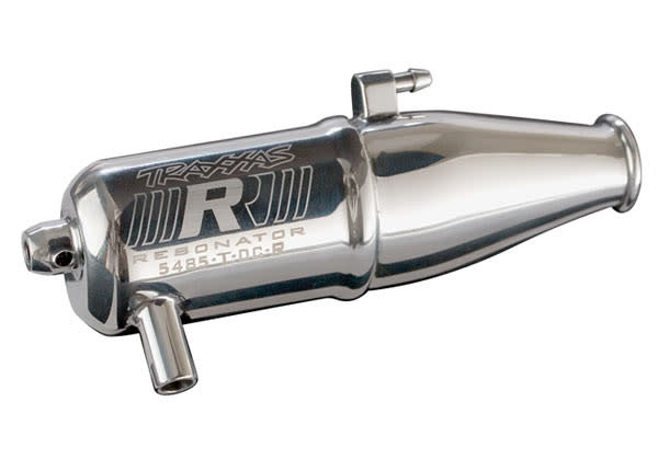 TRA5485 TUNED PIPE, RESONATOR, R.O.A.R. LEGAL (DUAL-CHAMBER, ENHANCES MID TO HIGH-RPM POWER) (FOR JATO, N. RUSTLER, N. 4-TEC WITH TRX RACING ENGINES)