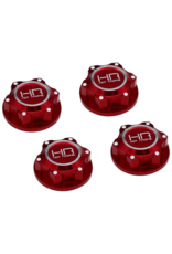 HOT RACING HRAAFE10M02 24MM SERRATED DIRT SHIELD WHEEL NUTS FOR ARRMA 1/5: RED (4)