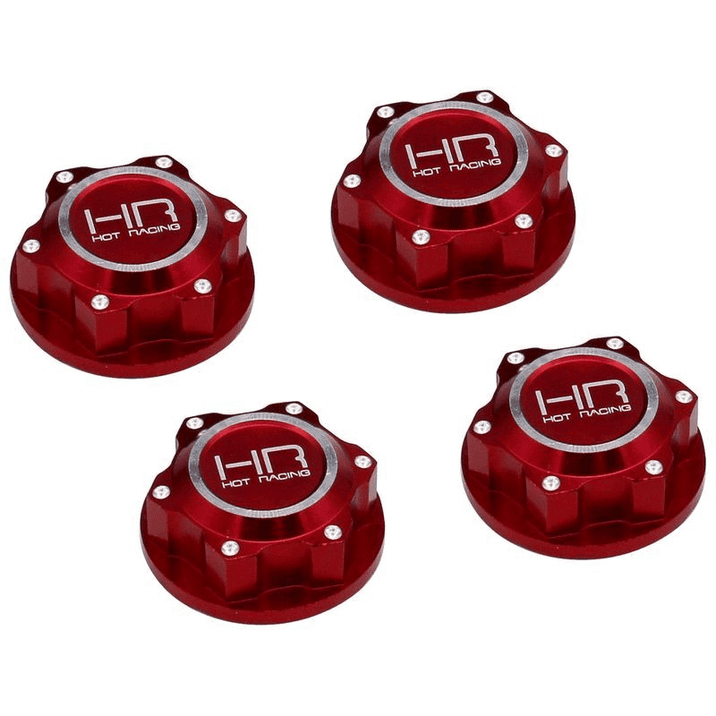 HRAAFE10M02 24MM SERRATED DIRT SHIELD WHEEL NUTS FOR ARRMA 1/5: RED (4)