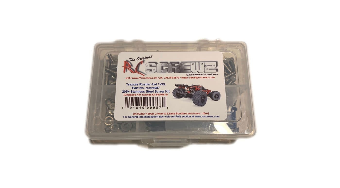 RCZTRA087 STAINLESS STEEL SCREW KIT: RUSTLER VXL 4X4