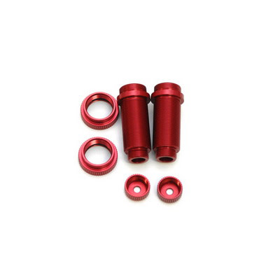 SPTST3765XR ALUMINUM THREADED FRONT SHOCK BODIES: RED (2)