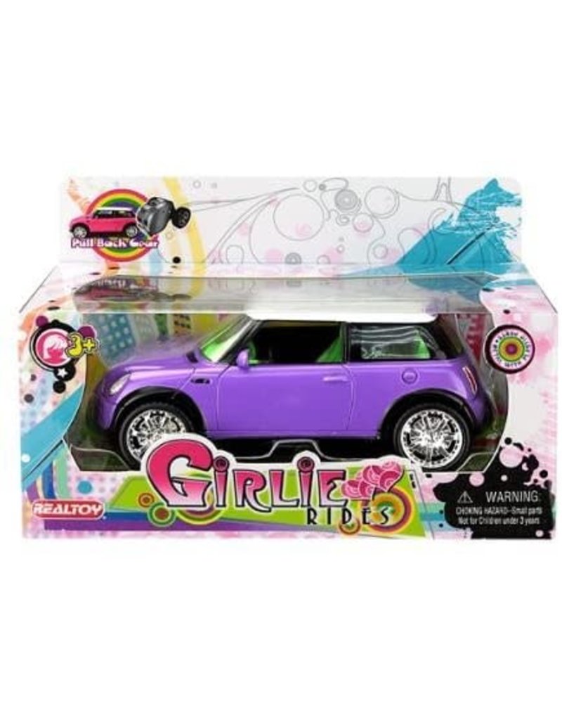 DARON WORLDWIDE REALTOY GIRLIE RIDES MINI COOPER ASSORTED COLORS: PINK/ PURPLE