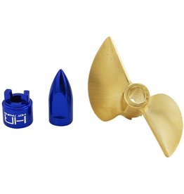 HOT RACING HRASPN1000ME CNC BRASS PROP WITH BULLET NUT AND DRIVE DOG FOR TRAXXAS M41, SPARTAN