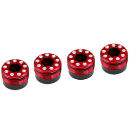 HOT RACING HRAAFE21N02 ALUMINUM O RING DELRIN CAP HUB FOR ARRMA 1/5: RED (4)