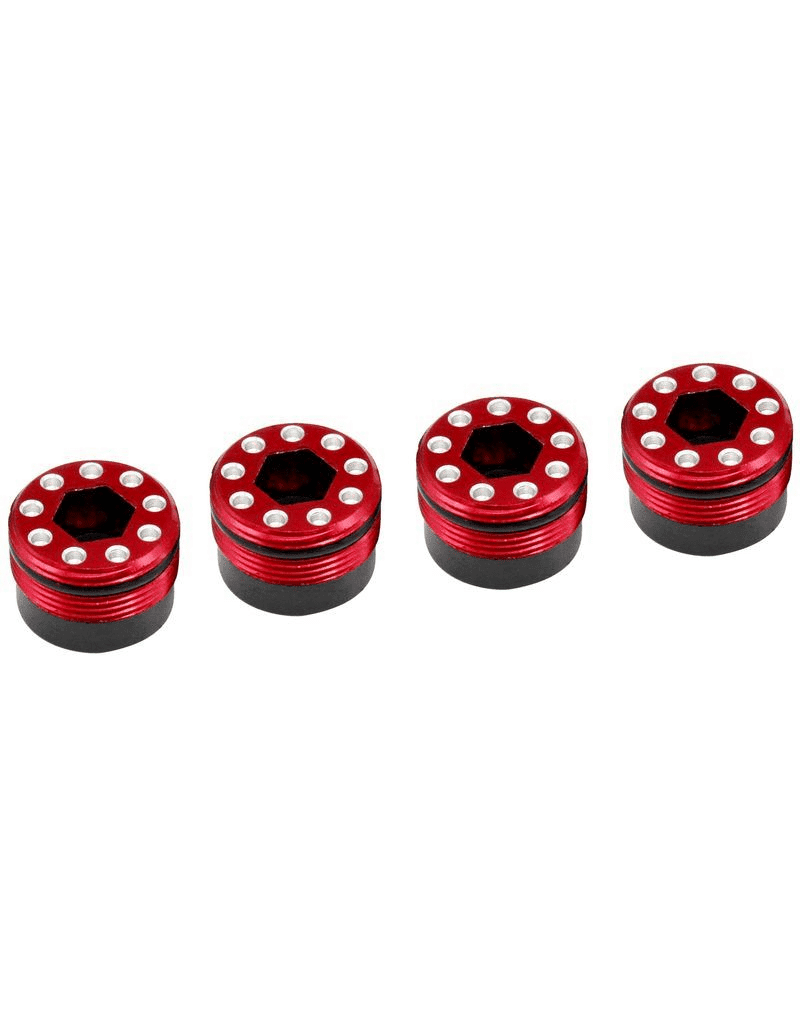 HOT RACING HRAAFE21N02 ALUMINUM O RING DELRIN CAP HUB FOR ARRMA 1/5: RED (4)