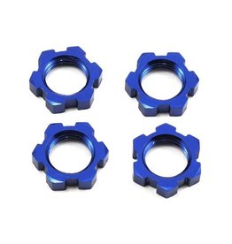 TRAXXAS TRA7758 WHEEL NUTS, SPLINED, 17MM, SERRATED (BLUE-ANODIZED) (4)